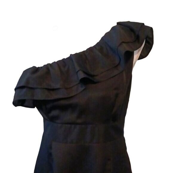 Level Eight Black One Shoulder Ruffled Mini Cocktail Dress Size M - Picture 2 of 12